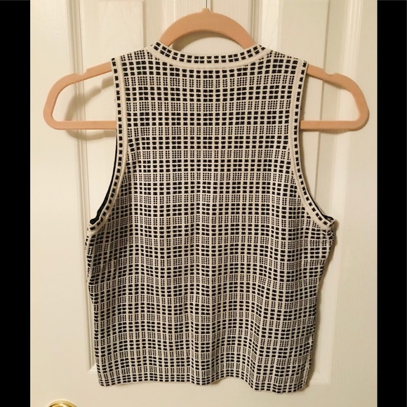 Black and white plaid THEORY knit tank top - Picture 6 of 9
